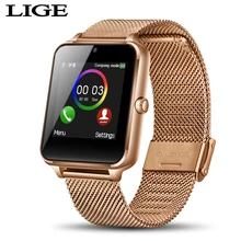 Модные часы Smart Watch металлический цифровые часы со слотом для Sim карты нажмите сообщение Bluetooth Подключение Android IOS Телефон Смарт-часы(China)