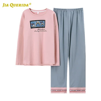 Spring Autumn Solid Cartoon Printing Crew Neck Long Sleeve Long Pants Sleepwear Fashion Style Casual Style Pajamas Set Pj Set
Spring Autumn Solid Cartoon Printing Crew Neck Long Sleeve Long Pants Sleepwear Fashion Style Casual Style Pajamas Set Pj Set