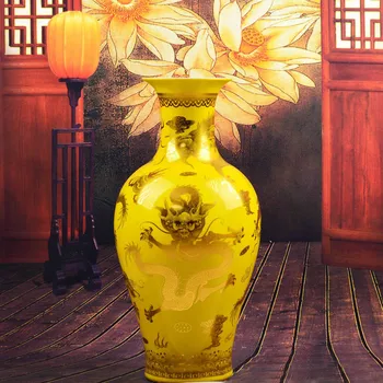 

ANTIQUE CHINESE DRAGON JINGDEZHEN HANDMADE GOLDEN DRAWING LARGE FLOOR VASE FOR HOME DECOR TALL FLOOR VASE