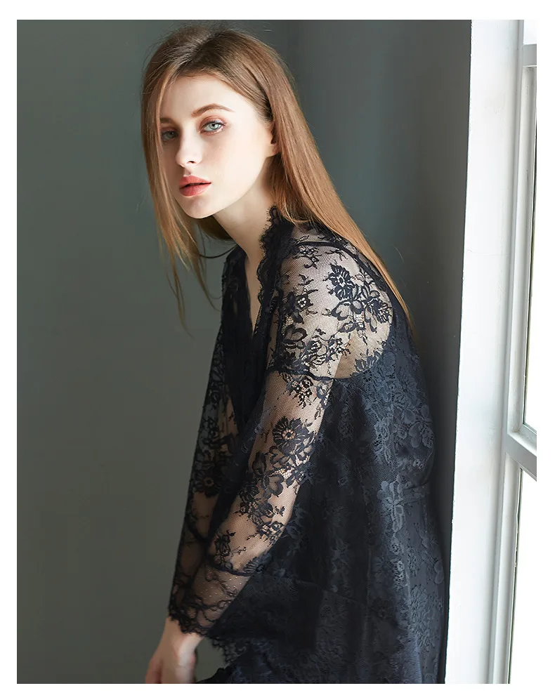 Waliicorners summer ice silk thin sling sleepwear sexy lace perspective ladies nightdress nightgown two-piece suit female 10 Ha0ea8a6beb7e4851a4b51db9c47020e2w