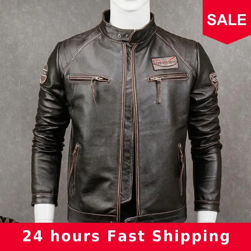2020 Vintage Brown Men Slim Fit Motorcycle Leather Jacket Plus Size XXXXXL Genuine Cowhide Autumn American Biker's Leather Coat
2020 Vintage Brown Men Slim Fit Motorcycle Leather Jacket Plus Size XXXXXL Genuine Cowhide Autumn American Biker's Leather Coat