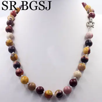 

Free Ship 10mm Mookaite Jasper Round Beads Knot Genuine Stone Chocker Women Jewelry Gemstone Necklace Strand 17.5inch