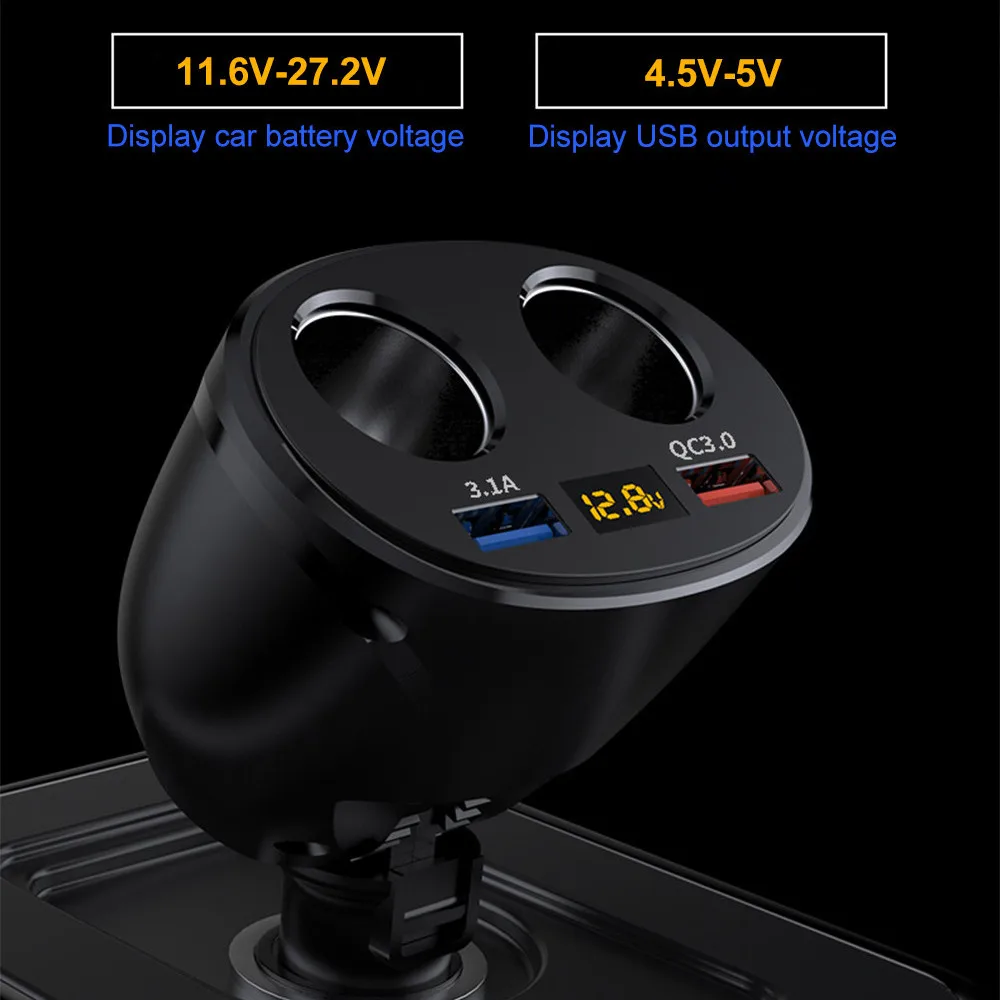 Digital Display Car Cigarette Lighter QC3.0 + 3.1A Car Charger Dual USB Power Adapter USB Houder Auto Car Accessories 1128
Digital Display Car Cigarette Lighter QC3.0 + 3.1A Car Charger Dual USB Power Adapter USB Houder Auto Car Accessories 1128