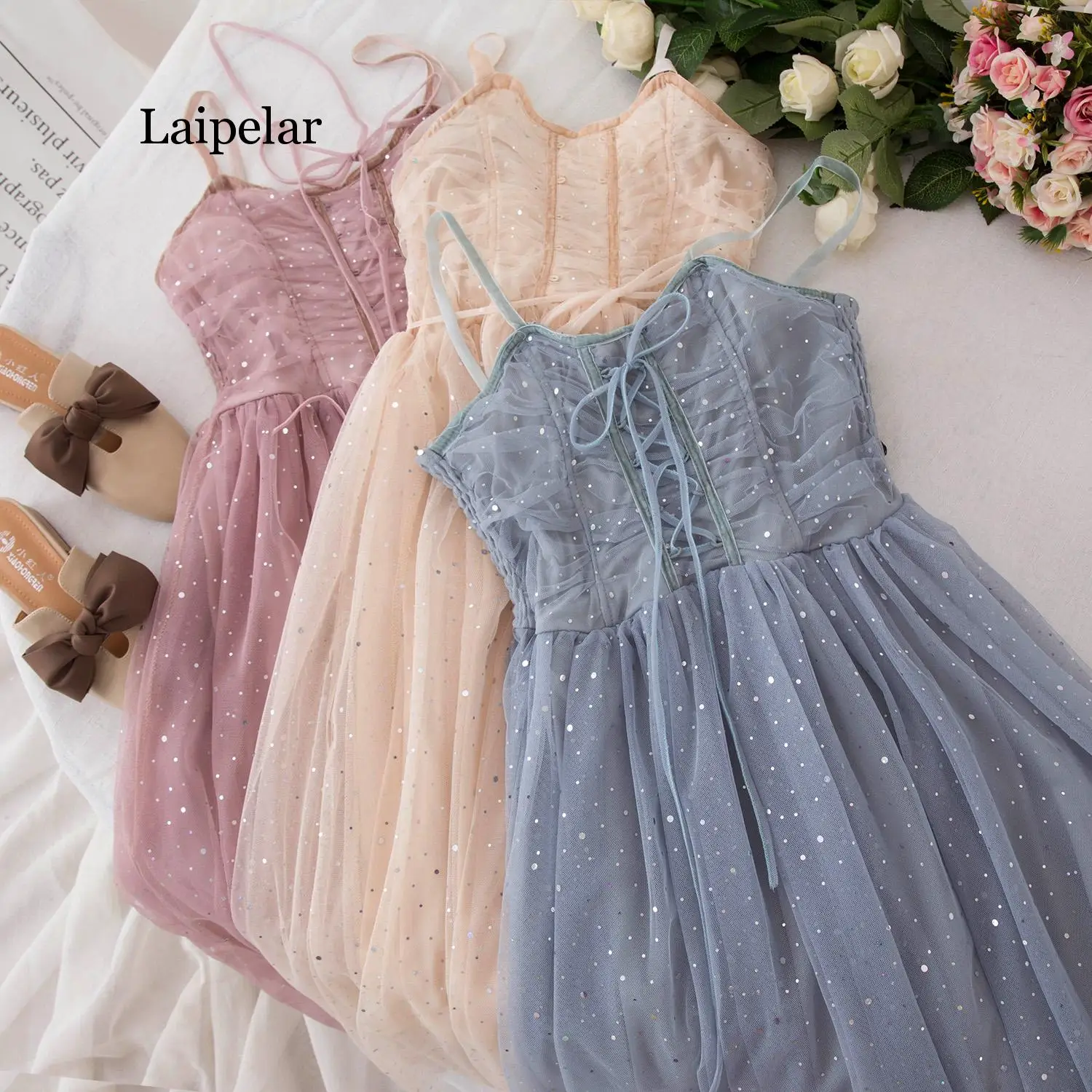 Princess Party shiny dresses sequin spaghetti strap dress Kawaii Casual Cute dress mesh bandage dress dot Vestidos college
Princess Party shiny dresses sequin spaghetti strap dress Kawaii Casual Cute dress mesh bandage dress dot Vestidos college