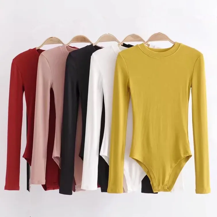 European and American style retro Slim solid color thread cotton small round neck long-sleeved jumpsuit female spring T-shirt bo
European and American style retro Slim solid color thread cotton small round neck long-sleeved jumpsuit female spring T-shirt bo
