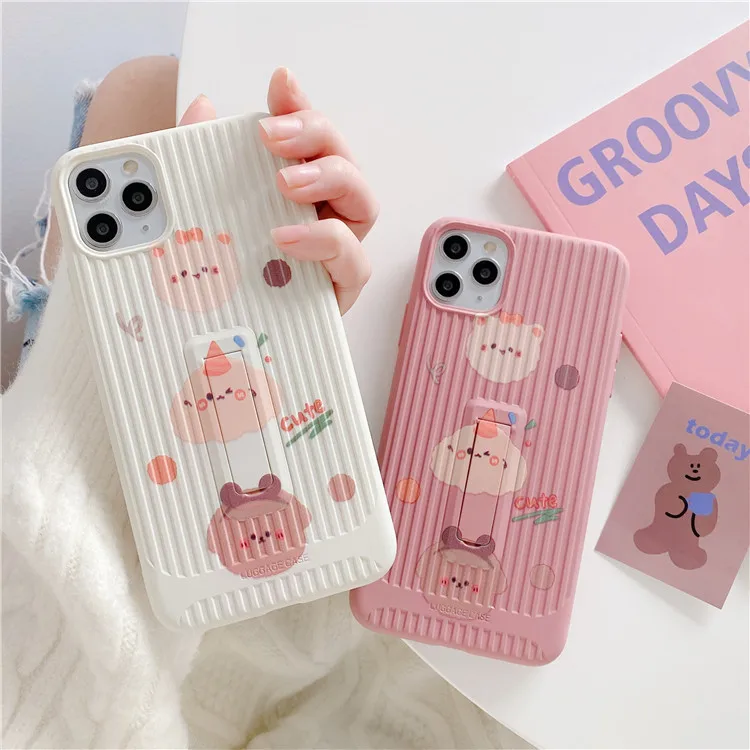 Ins جراب هاتف بنمط دب كوري حافظة ناعمة لطيفة لهاتف Iphone 11 Pro Max Xr Xs Max X 7 8 6 6s Phone Case Covers Aliexpress