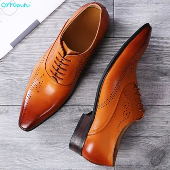 QYFCIOUFU British Style Genuine Leather Men's Prom Oxfords Pointed Toe Lace Man Wedding Party Flats Formal Dress Brogue Shoes
QYFCIOUFU British Style Genuine Leather Men's Prom Oxfords Pointed Toe Lace Man Wedding Party Flats Formal Dress Brogue Shoes