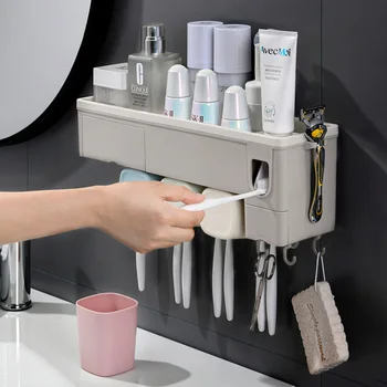 Toothbrush Holder Bathroom Accessories Storage Box Toothpaste Squeezer Dispenser with Cup Automatic Wall-mounted
Toothbrush Holder Bathroom Accessories Storage Box Toothpaste Squeezer Dispenser with Cup Automatic Wall-mounted