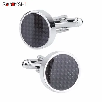 SAVOYSHI Black Carbon Fiber Cufflinks for Mens Shirt Cuff buttons High Quality Round Silver color Cuff link Brand Men Jewelry
SAVOYSHI Black Carbon Fiber Cufflinks for Mens Shirt Cuff buttons High Quality Round Silver color Cuff link Brand Men Jewelry