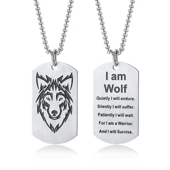 Stainless Steel Men's Dogtage Pendant Wolf Necklace I Am Wolf Pendant Inspirational Gift
Stainless Steel Men's Dogtage Pendant Wolf Necklace I Am Wolf Pendant Inspirational Gift