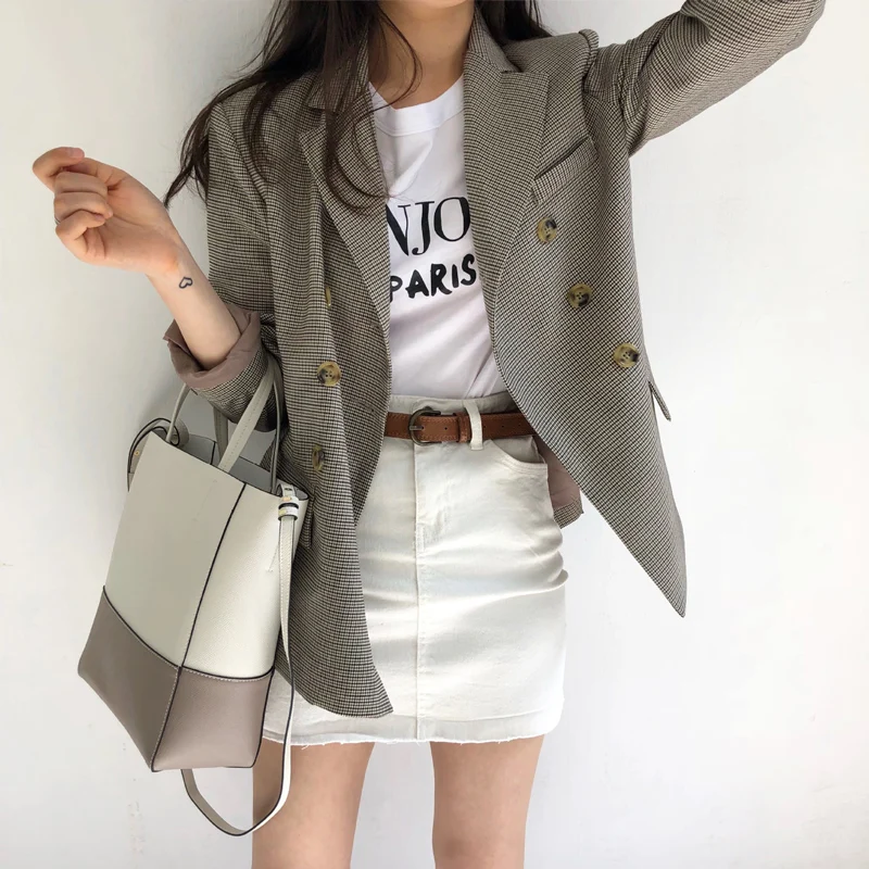Street wear Popular Plaid Blazer Coat Ladies Casual Long Sleeve Slim Fit Blazer Coat Outwear Hot Sale
Street wear Popular Plaid Blazer Coat Ladies Casual Long Sleeve Slim Fit Blazer Coat Outwear Hot Sale