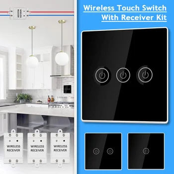 Wireless Smart Touch Switch Light Controller with 1/2/3 Receiver 30m Remote Control 1/2/3 Gang Lamp Wall Panel Button Receiver
Wireless Smart Touch Switch Light Controller with 1/2/3 Receiver 30m Remote Control 1/2/3 Gang Lamp Wall Panel Button Receiver