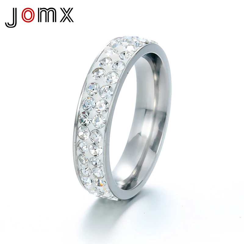 Jomx Stainless Steel Wedding Bands Rings for Women Two Rows Crystal Stone Personality Engrave Rings Classic Jewelry Party
Jomx Stainless Steel Wedding Bands Rings for Women Two Rows Crystal Stone Personality Engrave Rings Classic Jewelry Party