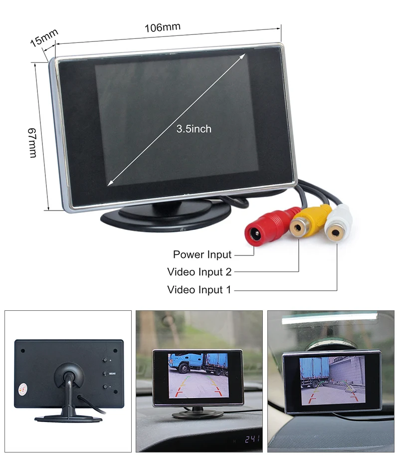 DIYSECUR 3.5 "TFT LCD شاشة الرؤية الخلفية للسيارة شاشة الرؤية الخلفية لوقوف السيارات مع مدخلات فيديو 2CH 3 DIYSECUR 3.5 "TFT LCD شاشة الرؤية الخلفية للسيارة شاشة الرؤية الخلفية لوقوف السيارات مع مدخلات فيديو 2CH