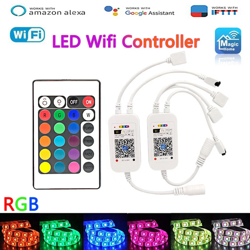 Magic Home RGB Wifi Led Controller 12V RGB Tape LED Music Alexa controller 5V For 5050 2835 3528 5630 3014 led-strip Dimmer 24V
Magic Home RGB Wifi Led Controller 12V RGB Tape LED Music Alexa controller 5V For 5050 2835 3528 5630 3014 led-strip Dimmer 24V