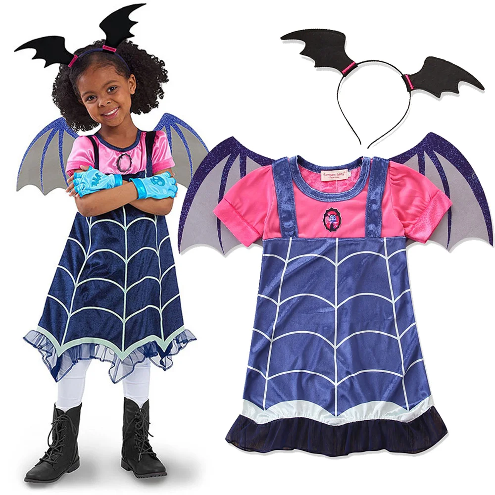 2PCS Vampirina Cosplay Dress With Bat Wings Headwear Cartoon New Girls Dresses Costume Halloween Party Vampire Girl Clothes
2PCS Vampirina Cosplay Dress With Bat Wings Headwear Cartoon New Girls Dresses Costume Halloween Party Vampire Girl Clothes