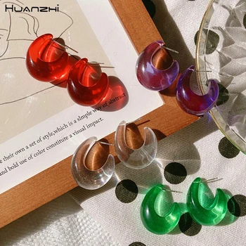 HUANZHI 2020 New Korea Japan Exaggerated Colorful Transparent Irregular Waterdrop Emerald Acrylic Summer Stud Earrings for Women
HUANZHI 2020 New Korea Japan Exaggerated Colorful Transparent Irregular Waterdrop Emerald Acrylic Summer Stud Earrings for Women