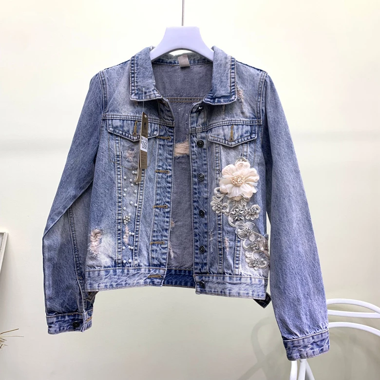 Spring Autumn New Joker Fashion Denim Jacket Women Bead Embroidered Flower Washed Hole Short Denim Jacket Students Slim Coat
Spring Autumn New Joker Fashion Denim Jacket Women Bead Embroidered Flower Washed Hole Short Denim Jacket Students Slim Coat