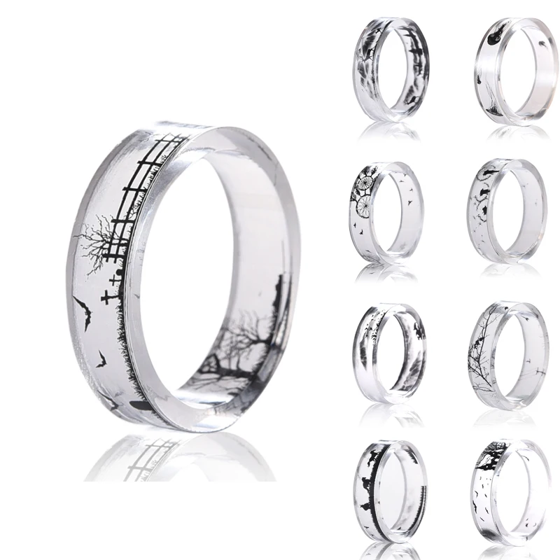 New Transparent Resin Ring Tree And Birds Ink Painting Scenery Inside Epoxy Resin Rings for Women Finger Punk Jewelry
New Transparent Resin Ring Tree And Birds Ink Painting Scenery Inside Epoxy Resin Rings for Women Finger Punk Jewelry
