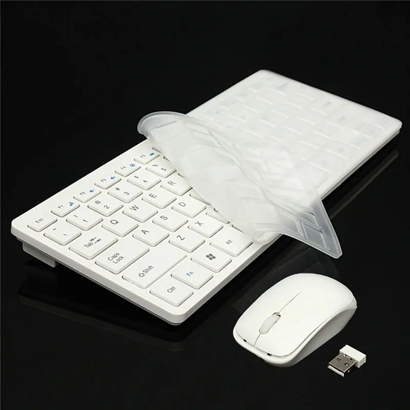 Mini Wireless 2.4 G Keyboard+ Mouse+ Dongle Receiver+ Membrace Set White Mini Wireless 2.4 G Keyboard+ Mouse+ Dongle Receiver+ Membrace Set White