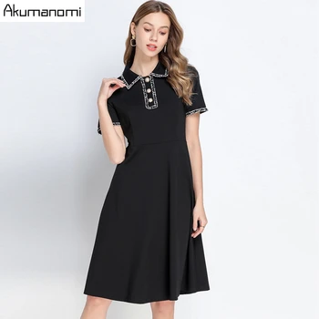 Collar Dress With Pearl Button Black Summer Plus Size A-line Business Dress For Women Office Dresses Large Size 5xl 4xl 3xl Xxl
Collar Dress With Pearl Button Black Summer Plus Size A-line Business Dress For Women Office Dresses Large Size 5xl 4xl 3xl Xxl