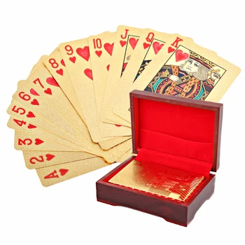 

24K Gold Playing Cards with box Poker Game Deck Gold Foil Poker Set Texas Hold'em Poker Funny Sports Leisure Gambling Pokerstars