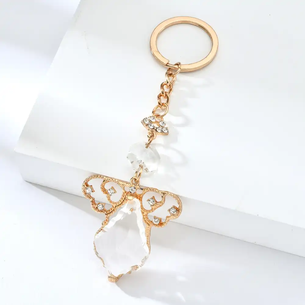 wings keyring white crystal keychain jewelry gift for women