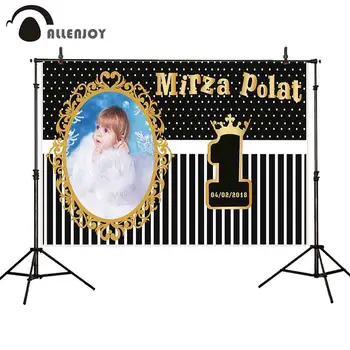 Allenjoy 1st Birthday Event Curtain Black White Stripe Dot Golden Grown Child Photo Background Cloth Baby Shower Party Supplies 
Allenjoy 1st Birthday Event Curtain Black White Stripe Dot Golden Grown Child Photo Background Cloth Baby Shower Party Supplies