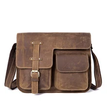 

Men's Bag Genuine Leather Men's Shoulder Bag for Men Crazy Horse Men's Designer Messenger Bags Man Satchels Handbags 1050