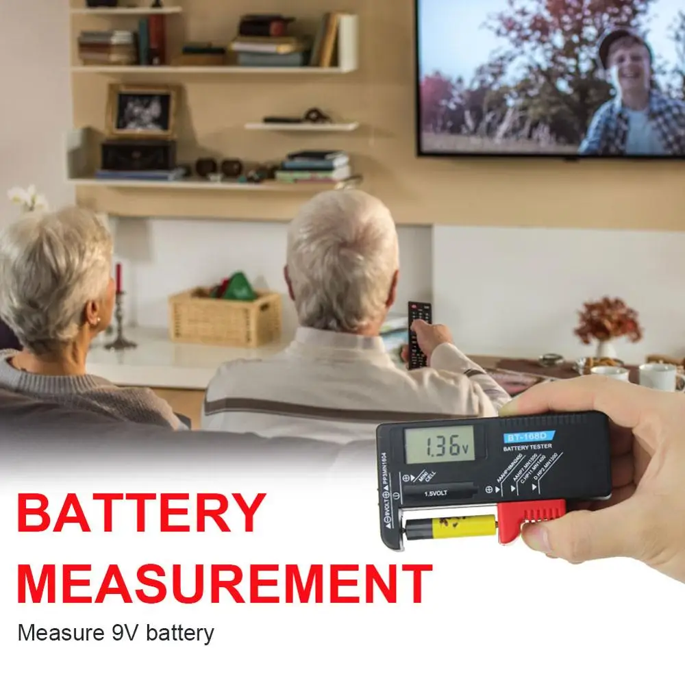 Battery Volt Tester Universal Battery Tester for AA/AAA 9V/1.5V Button Cell C D BT-168D Digital LCD Battery Life Level Testers
Battery Volt Tester Universal Battery Tester for AA/AAA 9V/1.5V Button Cell C D BT-168D Digital LCD Battery Life Level Testers