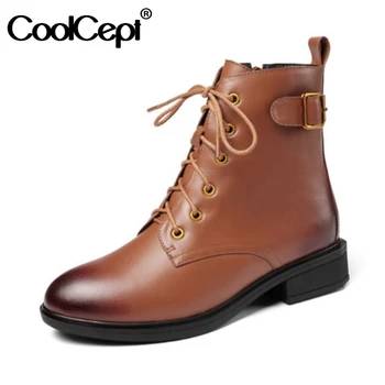 Coolcept Real Leather Women Ankle Boots Cross Strap Zipper Winter Shoes Woman Fashion Short Boot Office Lady Footwear Size 34-41
Coolcept Real Leather Women Ankle Boots Cross Strap Zipper Winter Shoes Woman Fashion Short Boot Office Lady Footwear Size 34-41
