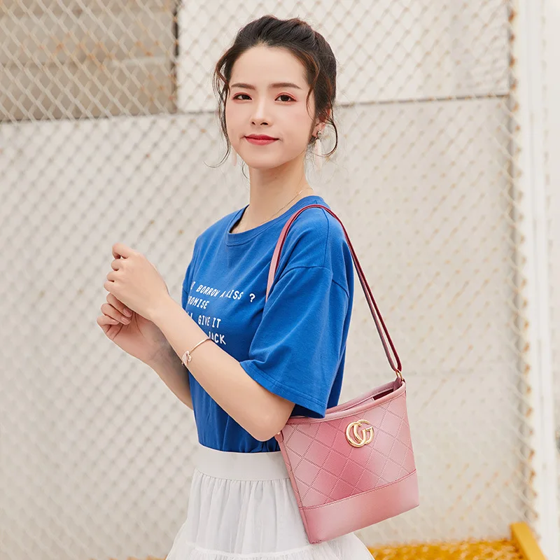 2019 Spring And Summer Korean-style Small Fragrant New Style Bucket Bag Hand Shoulder Oblique WOMEN'S Bag