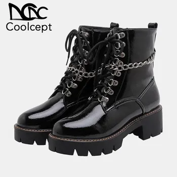 Coolcept Women Ankle Boots Fashion Platform Fur Warm Winter Shoes Women Lace Up Plush Chain New Style Motorcycle Boot Size 34-43
Coolcept Women Ankle Boots Fashion Platform Fur Warm Winter Shoes Women Lace Up Plush Chain New Style Motorcycle Boot Size 34-43