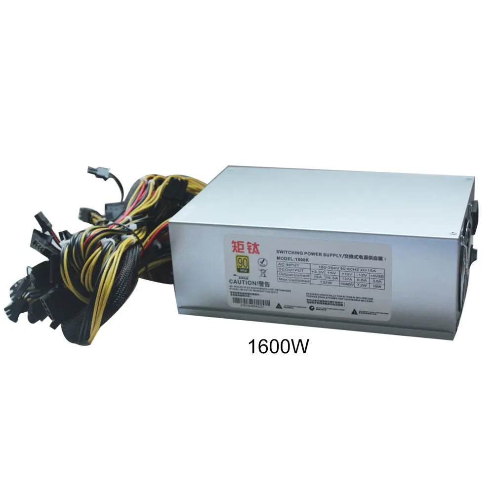 1800W High Efficiency Power Supply for ATX Coin Mining Miner Machine 6 GPU ETH BTC Ethereum with Low Noise Cooling Fan
1800W High Efficiency Power Supply for ATX Coin Mining Miner Machine 6 GPU ETH BTC Ethereum with Low Noise Cooling Fan