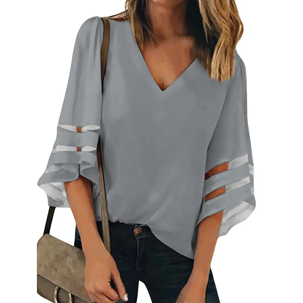 Custom Simplicity Solid color Pattern Chiffon Blouse V Neck Office Work Blouse Shirts Tops Summer Clothes Women Tops wholesale
Custom Simplicity Solid color Pattern Chiffon Blouse V Neck Office Work Blouse Shirts Tops Summer Clothes Women Tops wholesale