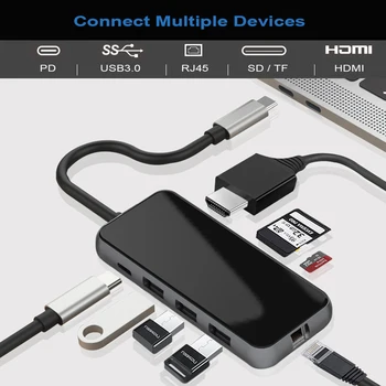 New Type C Hub USB C to HDMI RJ45 USB 3.0 Ports SD/TF Card Reader USB-C Power Delivery for MacBook Pro With PD
New Type C Hub USB C to HDMI RJ45 USB 3.0 Ports SD/TF Card Reader USB-C Power Delivery for MacBook Pro With PD