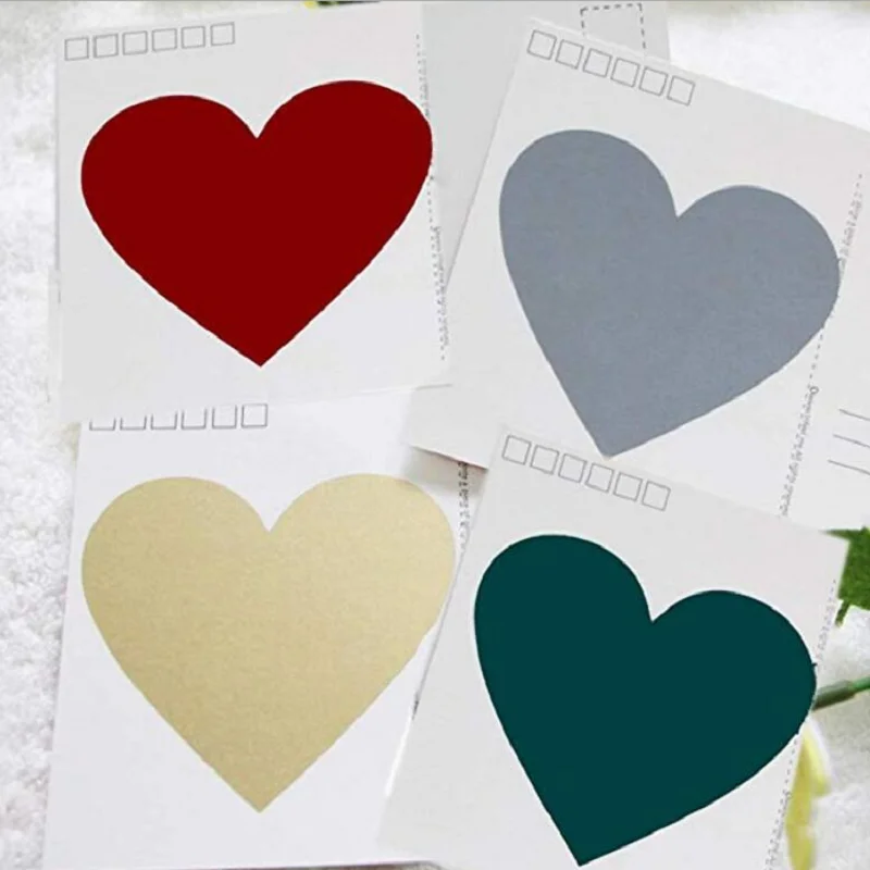 10 Pcs Scratch Off Stickers Heart Shaped Stickup Post Card Christmas Festival