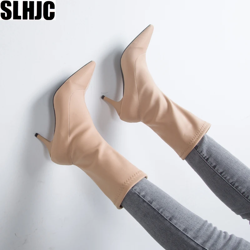 SLHJC Autumn Sock Boots 6.5 cm Heels Lycra Pumps Shoes Streychy Fabric Pointed Toe Slip On Mid Calf Boots Slim Leg
SLHJC Autumn Sock Boots 6.5 cm Heels Lycra Pumps Shoes Streychy Fabric Pointed Toe Slip On Mid Calf Boots Slim Leg