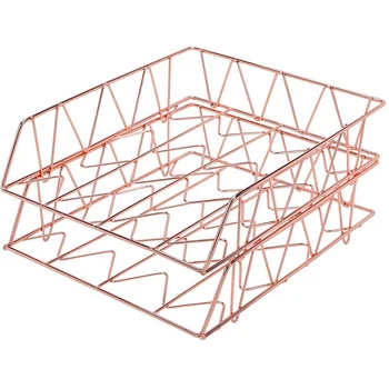 Desktop File Organizer Metal Stackable Letter Tray Paper Holder Rack, 2 Pack, Rose Gold
Desktop File Organizer Metal Stackable Letter Tray Paper Holder Rack, 2 Pack, Rose Gold