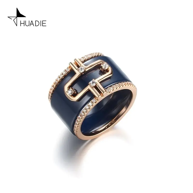Фото HUADIE женское кольцо из керамики. Элегантное кольцо. Минимализм. Черная | Кольца (1005001560348936)