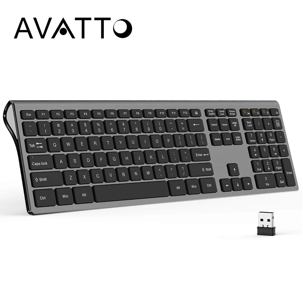 AVATTO 109 Keys Full Size 2.4G Wireless Keyboard , Ultra Slim Scissors Switch Keyboard for Windows Mac OS Laptop Desktop PC
AVATTO 109 Keys Full Size 2.4G Wireless Keyboard , Ultra Slim Scissors Switch Keyboard for Windows Mac OS Laptop Desktop PC