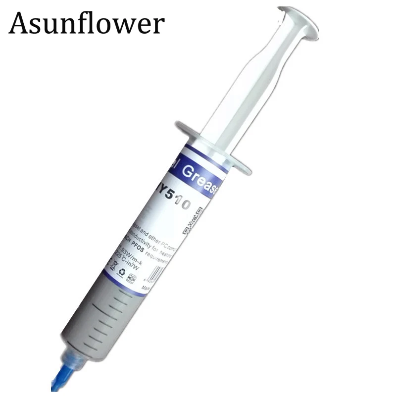 Asunflower Thermal Paste HY510 Heatsink Compound Gray Thermal Conductive Grease Paste Silicone For PC GPU CPU Cooler Chipset LED
Asunflower Thermal Paste HY510 Heatsink Compound Gray Thermal Conductive Grease Paste Silicone For PC GPU CPU Cooler Chipset LED