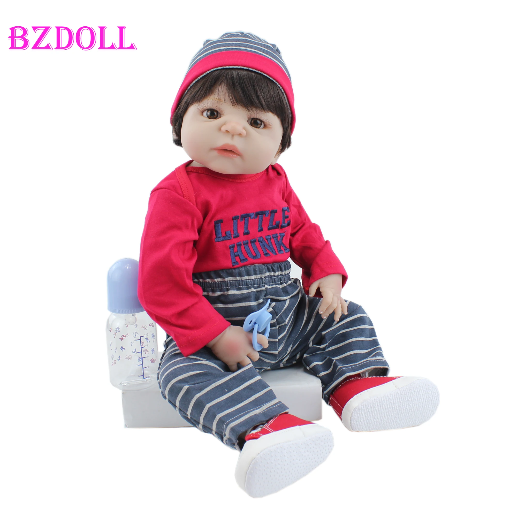 

55CM Full Soft Silicone Reborn Boy Doll Lifelike Vinyl Newborn Alive Babies Bebe Boneca Child Dress Up Toy Gift
