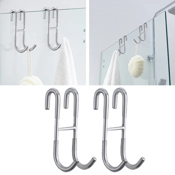 2pcs Door Hook Towel Holder Durable Stainless Steel Punch Free Shower Kitchen Bathroom Key S Shaped Home Clothes Modern Brush 
2pcs Door Hook Towel Holder Durable Stainless Steel Punch Free Shower Kitchen Bathroom Key S Shaped Home Clothes Modern Brush