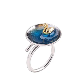925 Sterling Silver Blue Cloisonne Golden Swan Handmade Enamel Craft Open Ring Women Fine Jewelry Vintage Trendy Ring Party Gift
925 Sterling Silver Blue Cloisonne Golden Swan Handmade Enamel Craft Open Ring Women Fine Jewelry Vintage Trendy Ring Party Gift