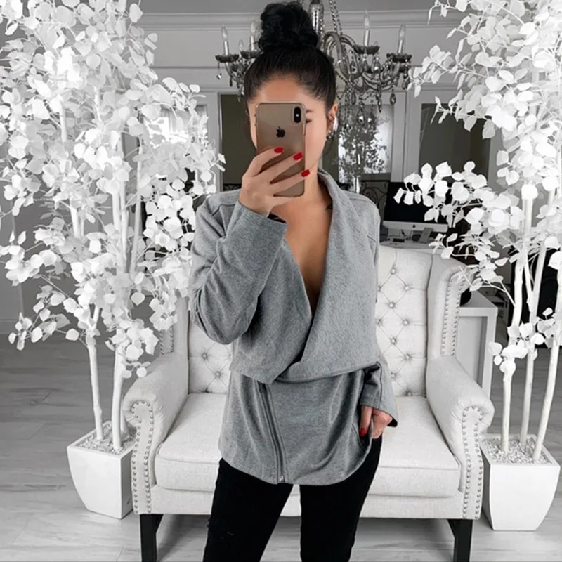 Laughido Autumn Winter Women Coat 2019 Casual Long Sleeve Zipper Outwear Female Cardigan Jacket Gray Black Basic Coats Plus Size
Laughido Autumn Winter Women Coat 2019 Casual Long Sleeve Zipper Outwear Female Cardigan Jacket Gray Black Basic Coats Plus Size
