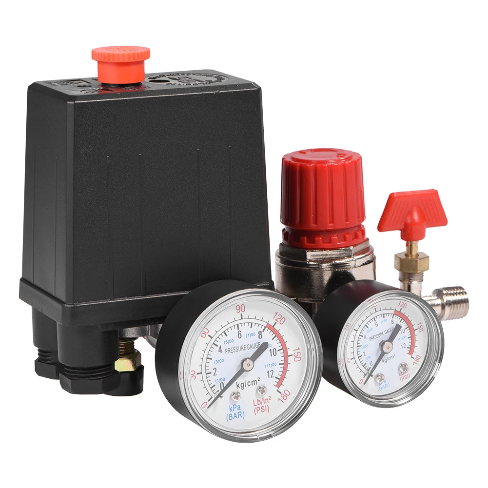 Air Compressor Pressure Valve Switch Small Adjustable Piston Structure Switch Control Valve Regulator 3 Holes With Gauges
Air Compressor Pressure Valve Switch Small Adjustable Piston Structure Switch Control Valve Regulator 3 Holes With Gauges