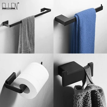 ELLEN Matte Black Bathroom Hardware Set Black Robe Hook Towel Bar Toilet Paper Holder Bath Bathroom Accessories EL480B
ELLEN Matte Black Bathroom Hardware Set Black Robe Hook Towel Bar Toilet Paper Holder Bath Bathroom Accessories EL480B