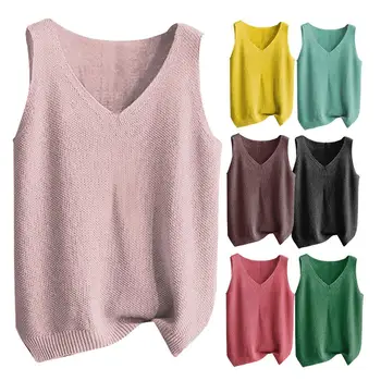 Women Sleeveless Pullover Sweaters Solid Color V Neck Sleeveless Knit Sweater Vest Loose Fit Spring Autumn Women Knitted Vest
Women Sleeveless Pullover Sweaters Solid Color V Neck Sleeveless Knit Sweater Vest Loose Fit Spring Autumn Women Knitted Vest