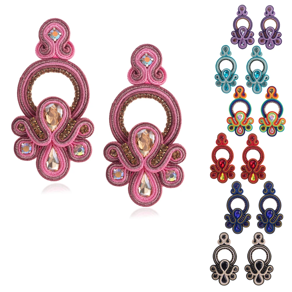 

Fashion jewelry Earrings for women Luxury Handmade Soutache Earring Colorful Ethnic boho Pendant Earring Party Gift Wholesale